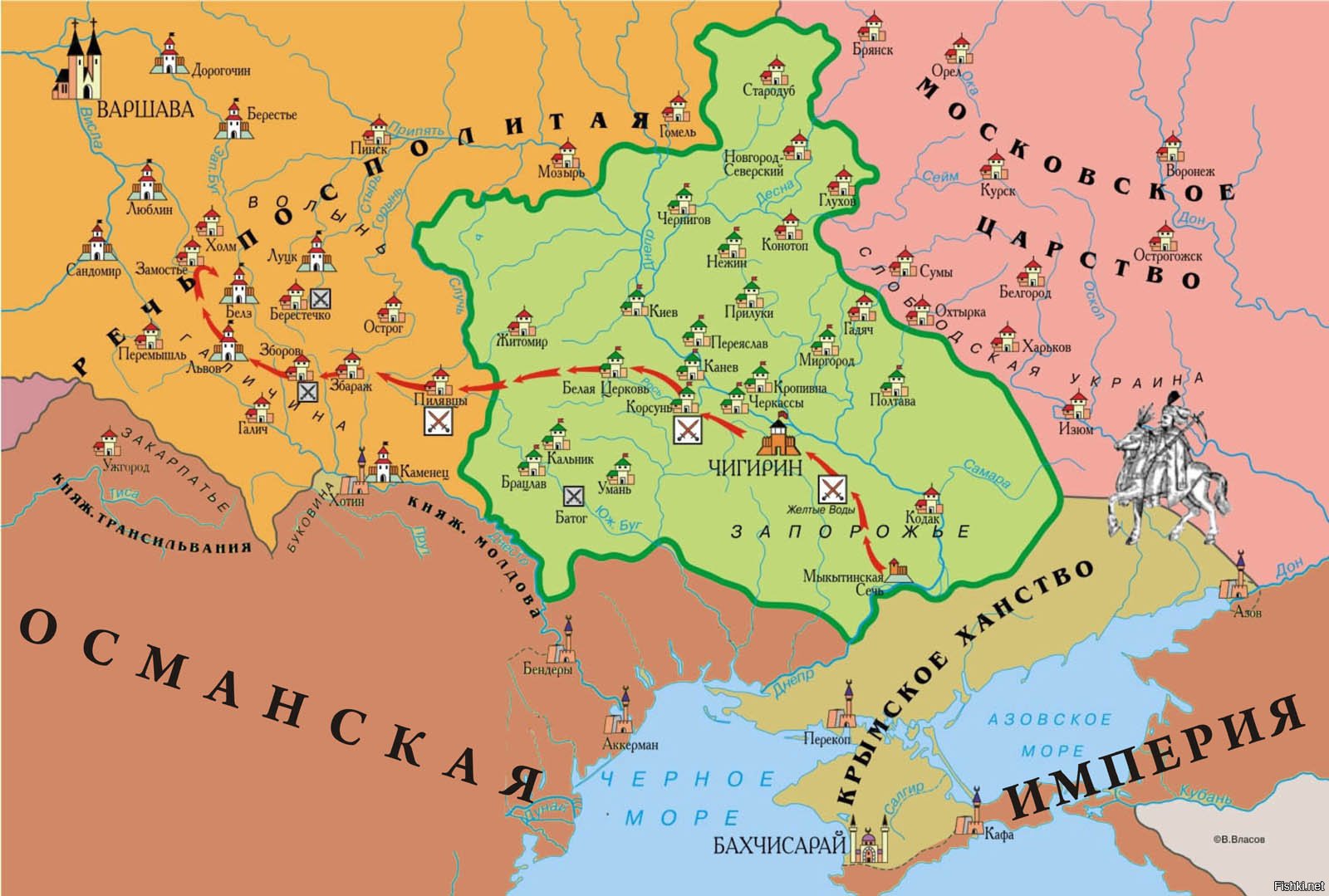 Карта Украины в 17 веке