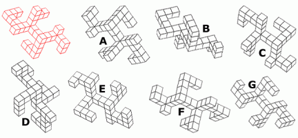 Какая из шести черных фигур соответствует красной?