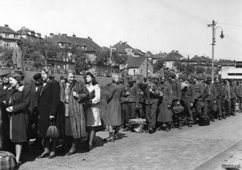 Чехословакия, 10 мая (!!!) 1945 года.
Расстрел "опасных немцев" чехами.
Как видим, по мнению чехов, немецкие женщины очень опасны.