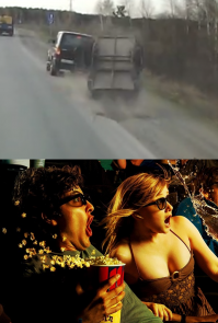 УАЗ потерял на ходу прицеп с навозом