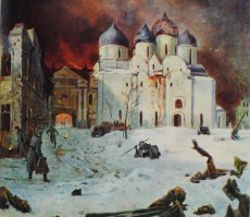 Кукрыниксы не только карикатуры рисовали. В подборке есть картина бункера. А вот их работа "бегство фашистов из Новгорода".