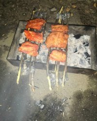 Интересно, что выезжая на природу с шашлыком забыли решётку и шампуры, а скотч - не забыли!