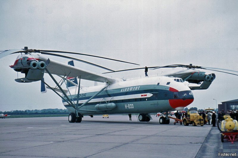 Забыли про Ми-12 - самый тяжёлый и грузоподъёмный вертолёт, когда-либо построенный в мире. 
И Ми-26 - крупнейший в мире серийно выпускаемый транспортный вертолёт.