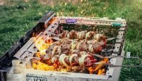 Фэйк фотошопный... Я бы посмотрел как они в корпусе с платой и пластиковым обвесом попытались бы реально шашлычок сделать... Та и на такую проволоку хрен что насадишь, да и прогнется она под весом мяса.....