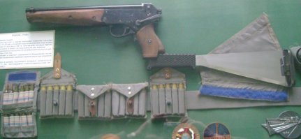 Оружие выживания космонавтов СОНАЗ (Стрелковое Оружие Носимого Аварийного Запаса) известно под индексами ТП-82 или ТОЗ-82. Первоначально идея такого оружия, предназначенного для выживания космонавтов в случае посадки в дикой местности вне заданной территории, возникла у космонавта Алексея Леонова. В 1965 году Леонов вместе с Беляевым совершили аварийную посадку на борту спускаемого аппарата Восток-2, и провели в ожидании поисково-спасательной партии свыше двух суток в условиях зимней тайги. Имевшийся у космонавтов пистолет Макарова ПМ плохо подходил для защиты от хищных зверей и еще хуже – для добычи пищи методом охоты. В конце семидесятых годов, Леонов уже будучи Зам.начальника Центра Подготовки Космонавтов, официально выдвинул идею специализированного оружия для выживания космонавтов и пилотов дальней авиации после аварийной посадки в условиях дикой местности. В 1981 году эта идея получила официальную поддержку, а в 1982 году на снабжение советских космических миссий был официально принят пистолет ТП-82, разработанный на Тульском Оружейном Заводе. Боеприпасы для ТП-82 были разработаны в Климовском ЦНИИ Точного Машиностроения. Первым космическим кораблем, в НАЗ (Носимый Аварийный Запас) которого вошел пистолет ТП-82, стал Союз Т-6, запущенный летом 1982 года. В 1986 году пистолет ТП-82 также был принят на вооружение ВВС СССР в качестве оружия выживания пилотов дальней авиации на случай аварийной посадки. В 1987 году выпуск пистолетов ТП-82 был прекращен, так как было сочтено, что их выпущено достаточно. Согласно имеющейся информации, пистолеты ТП-82 входили в НАЗ советских и позже российских космических кораблей до 2007 года, когда закончились гарантийные сроки хранения произведенных еще в Советском Союзе боеприпасов для этого оружия.

Оружие выживания космонавтов СОНАЗ ТОЗ-82 / ТП-82 представляет собой трёхствольный несамозарядный пистолет с комбинированным блоком стволов. Два верхних ствола, расположенных бок о бок, имеют гладкие каналы и рассчитаны под охотничьи патроны 32 калибра. Нижний ствол – нарезной, под патроны калибра 5.45х39 мм. Перезарядка оружия производится путем «переламывания» блока стволов, защелка стволов имеет вид длинного рычага, расположенного горизонтально слева над пистолетной рукояткой. Для отпирания блока стволов нужно нажать рычаг влево. Ударно-спусковой механизм курковый, несамовзводный, с двумя открыто расположенными курками. Правый курок обслуживает правый «гладкий» ствол, левый курок может переключаться между левым «гладким» стволом и нижним нарезным, для чего слева на рамке имеется перемещающийся в вертикальной плоскости переключатель. На некоторых образцах пистолетов ТП-82 имелся автоматический предохранитель в виде клавиши на рукоятке, под спусковой скобой. Прицельные приспособления открытые, фиксированные. Для повышения точности стрельбы пистолет ТП-82 штатно комплектовался отъемным прикладом, присоединявшимся к нижней части пистолетной рукоятки. Этот приклад представлял собой специально разработанное мачете с клинком трапециевидной формы, заключенное в полужесткие ножны. Для стрельбы мачете в ножнах присоединялось к пистолету, при этом жесткая нижняя часть ножен становилась затыльником приклада.

Специально для пистолета ТП-82 были разработаны три типа патронов. Для стрельбы из нарезного ствола был создан патрон СП-П, представлявший собой вариант автоматного патрона калибра 5.45х39, снаряженный полуоболочечной экспансивной пулей со свинцовым сердечником. Эффективная дальность стрельбы таким патроном из ТОЗ-82 достигала 200 метров. Для стрельбы из гладких стволов применялись патроны 32 калибра в латунных гильзах, в вариантах СН-Д (дробовой, с дробью №6) и СН-С (сигнальный, с одной красной «звездочкой»). Штатный боекомплект СОНАЗ включал 11 патронов СН-П и по 10 – СН-С и СН-Д, размещенных в специальных холщевых подсумках.

Оружие выживания космонавтов СОНАЗ ТП-82 в сборе с мачете-прикладом (чехол-ножны для мачете частично открыт) и с боекомплектом