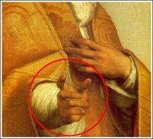 На картине Рафаэля "Сикстинская мадонна" у Папы Римского Сикста II на правой руке шесть пальцев.