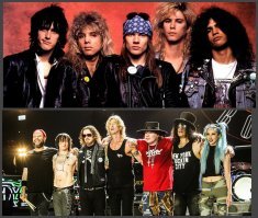 Guns N’ Roses 

Американская хард-рок-группа из Лос-Анджелеса, сформировавшаяся в 1985 году. В первоначальный состав, заключивший в 1986 году контракт с Geffen Records, вошли вокалист Эксл Роуз, соло-гитарист Слэш, ритм-гитарист Иззи Стрэдлин, басист Дафф Маккаган и барабанщик Стивен Адлер. Текущий состав включает в себя Роуза, Слэша, Маккагана, а также клавишников Диззи Рида и Мелиссу Риз, гитариста Ричарда Фортуса и барабанщика Фрэнка Феррера. Группа Guns N’ Roses выпустила шесть студийных альбомов, продажи которых превышают 100 млн копий во всём мире, включая 45 млн только в Соединённых Штатах, и по праву считается одной из самых востребованных групп в мире.