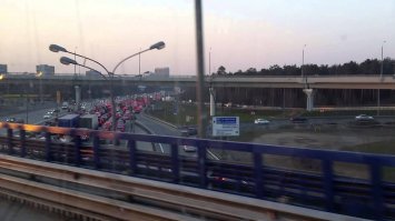 Пробка на МКАДе в сторону Балашихи