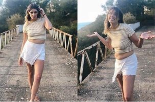 Как по мне, то это у нее не животик, а жировая складка.