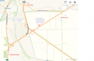 Вот схема. Снизу дорогу не подписал-это на Ставрополье и республики. На кругу начертили огромную сплошную. Машины со стороны Ставрополя выезжают на круг и частично могут перекрывать левую полосу для "москвичей". "Москвичи" продолжают ехать по правой и не успевают перестроиться. Рабочая "кормушка" уже давно...