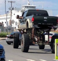 Через колеса.

.