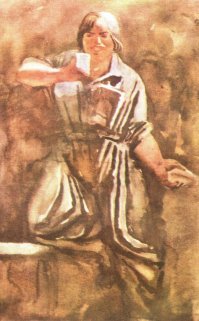 В журнале юный художник помню была замечательная подборка картин "Девушки Метростроя" Александра Самохвалова. Но про косметику автор, конечно, погорячился - ею пользовались и в 50-е и 40-е и 30-е годы и раньше. Просто не таким толстым слоем мазались как сейчас. И прически были.
PS Если есть люди искусства, которые в теме, как так получается, что по одному запросу выдает 2 похожих но разных картины (см фотографии) - одна из них фейк, или разные версии на одну тему?