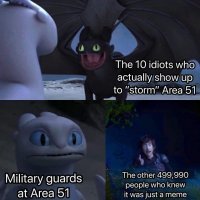 Когда только все началось, вступил в группу "Storm Area 51, They Cant Stop All Of Us". Блин, моментами ржаки были.. И на работе быстрее время летело. Жаль, потом вылезли  педики, испанцы..  и все испортили,  одни постили фотки голубков, другие "хрен пойми, что тут написано".