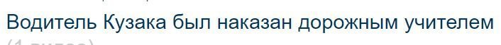 Водитель Кузака был наказан дорожным учителем