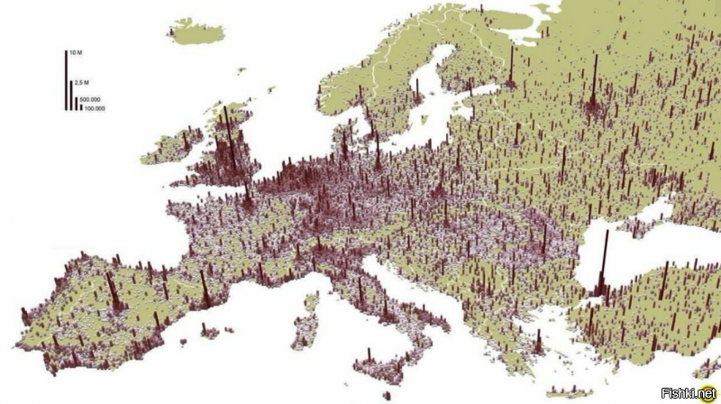 Карта густонаселённости городов