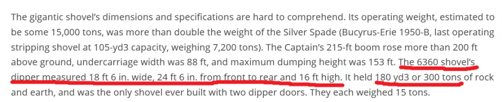 Да, больше двух вагонов одним ковшом.