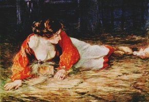 «Крепостная актриса в опале, кормящая грудью барского щенка». 1910 г. Холст, масло. Государственный центральный музей современной истории России (Центральный музей революции),