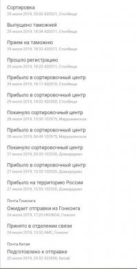 Передвижения моей посылки со свистком.)