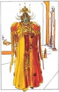 Дали в образе Падишах-Императора Шаддама (скетч Жана «Мёбиуса» Жиро) неснятой экранизации "Дюны" Ходоровски