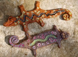 Добавлю креативных вещичек моего класса. Дети 8-10 лет. Тоже керамика.