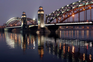 Большеохтинский мост, или мост Петра Великого, СПб.