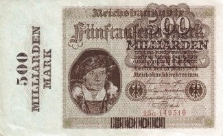 >"Появились купюры достоинством аж в 100 млн. марок."
Появились купюры намного крупнее - в 500 миллиардов марок