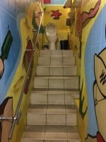 А что Вам тут не так? Пивная в подвале. Салолифт ставить - бабла жалко. Неудобства - посетителям пивняка не только по фиг, а даже  и прикол.