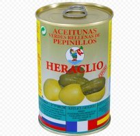 Одно время у нас в магазине продавались оливки heraclio со вкусом водки. Затем они пропали и появилась вот это чудо. Оливки, а в них огурчик... Прикольная закуска...