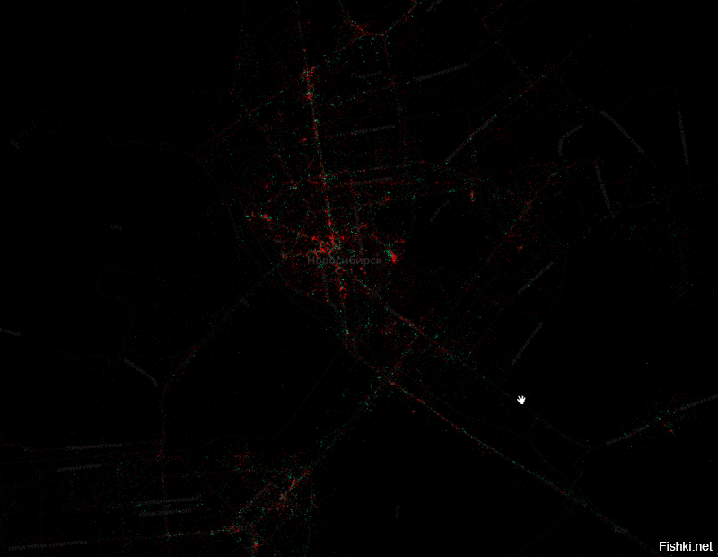Карты бред. Вот как на самом деле выглядит Новосибирск. красный-айфоны зеленый-андроид