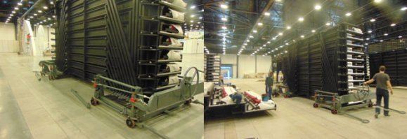 у них во многих спортзалах используют раздвижные трибуны. 
При их установке вход будет на месте.