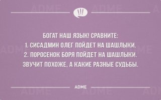 Разница в том что поросенка Борю понесут на шашлыки .А с шашлыков понесут сисадмина.