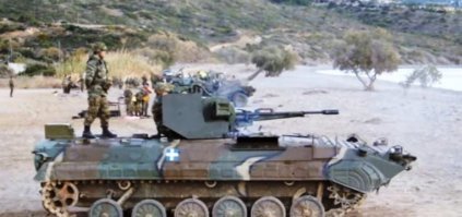 Наследие ГДР: БМП-1 греческой армии. Греки поставили новую башню со сдвоенной пушкой ЗУ-23-2, тоже советской.