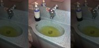 Учитывая, что слив не закрыт - сам нассал - сам сфотографировал?