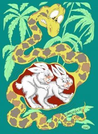 Да просто! 

Кролик сверху, крольчиха снизу. :)