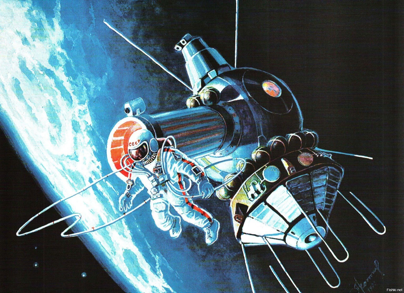 Первый космический корабль вышедший в космос. Картины Космонавта Алексея Леонова космос. Картин Алексея Леонова Союз-Аполлон.