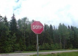 Иногда знак STOP специально пишут неправильно, чтобы привлечь внимание.