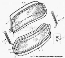 Это специнструмент для установки замка уплотнителя ветрового и заднего стекла, тогда еще когда их не вклеивали. Замок выглядит как резиновый валик сечением 6-7мм. Под номером 8 и 4 идет на рисунке.