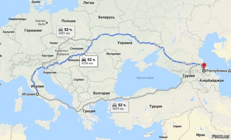 А я вот не понял почему они поехали через Беларусь? Гугл дает более короткий маршрут. Или сейчас стараются не ездить через Украину?