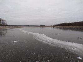 Сегодня был на водохранилище (Моск. обл.)
На большой воде - волны.
По заливам крепкий лёд 8-10см.
Прикладываю отчёт)
