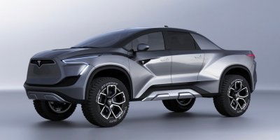 Вообще-то пикап от Теслы должен был выглядеть так.

Во в связи со взрывом ракеты нужно было срочно что-то выдать. Времени доделывать пикап не было.