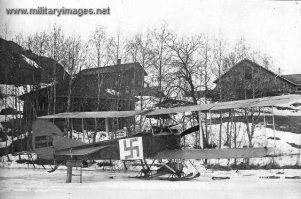Первый аэроплан положивший начало их ввс подарил шведский меценат, как новой дружественной стране в 1918-м. Вот там и был тот знак удачи. 
На фото еще виден шведский флаг на хвосте. Фото 1918 года, Финляндия.