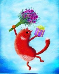 Не знаю, зачем такого котика нарисовали - мы совсем не драчливые и неконфликтные :) Расп_из_дя_и - да, ничего с этим не поделать. К Стрельцам больше такой котик подходит