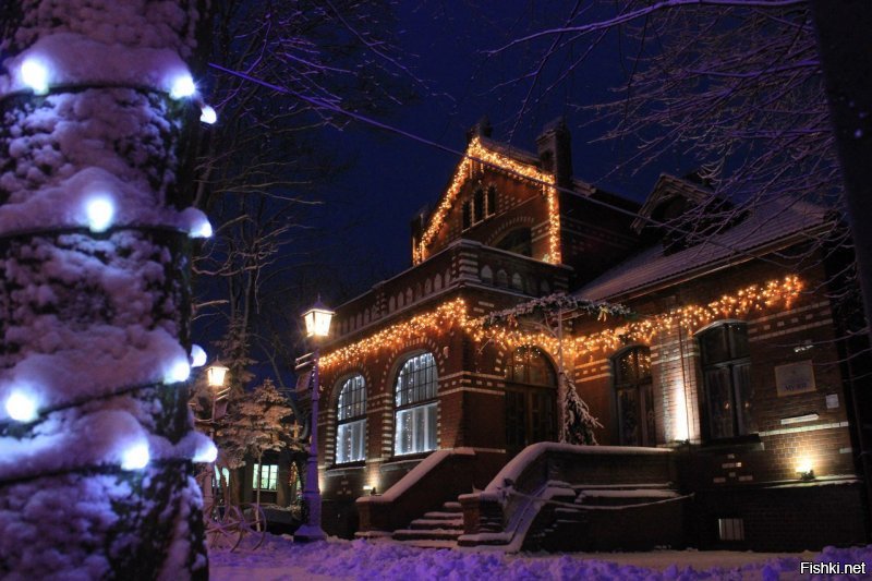 Таки у нас не Лондон и рановато пока наряжаться, но вот несколько фоток прошлого украшательства нашего городка и одна (первая) совсем свежая-так выглядит у нас пирс. Ну и самое главное наше украшение))) Котик сидит на лампе подсветки здания.
