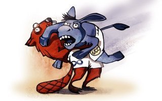 Драка бобра и медведя попала на видео