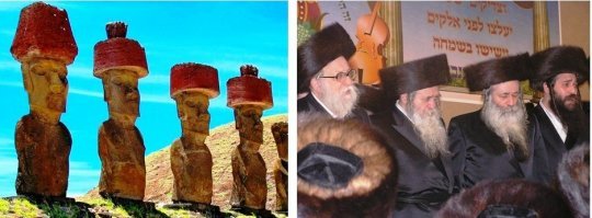 Согласно британским ученым, раньше остров Пасхи назывался островом Пейсаха и был населен древними евреями. Но поскольку почва истощилась, то евреи были вынуждены переселиться в древний Египет. Но доказательства присутствия богоизбранного народа на острове до сих пор налицо. Только ярые антисемиты могут это отрицать.
