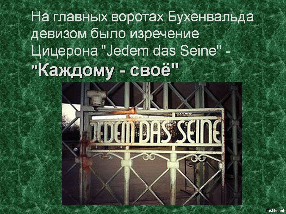 Фраза на воротах освенцима. Ворота лагеря Бухенвальд каждому свое. Концлагерь Бухенвальд надпись на воротах. Каждому свое концлагерь. Каждому своё надпись на воротах.