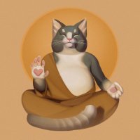 Без шансов: настырная кошка не дает буддийскому монаху молиться