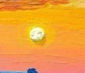 Хм. Я бы лично это к импрессионизму не отнес. Может кто из профессионалов выскажется. Не знаю. По мне так обычные крупные фактурные мазки кистью или мастихином. В целом, увы, не впечатлило.
Но появился вопрос: что это за грустный желтый колобок с аурой, отбрасывающий тень на небеса?