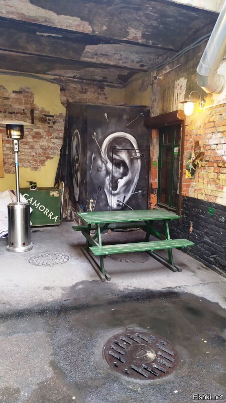 Вот еще Питерский дворик. Не колодец, но очень необычный. Вход в арку (или подворотню, не знаю, как правильно сформулировать), упираешься в "ухо", поворачиваешь направо и... с левой стороны кафе с пиццей и пивом, прямо - интересный магазинчик, а с правой стороны маленький кинотеатр мест на 20. На последнем фото репертуар этого кинотеатра. Весь двор метров 60 квадратных. Люблю Питер, езжу туда каждый год недели на две (но жить в нем не готов)