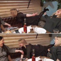 Бутылку ещё даже не открыли, а уже весёлые